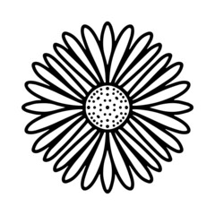 Isolated doodle flower element in hand drawn style on white background. 