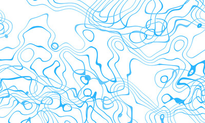 Abstract line drawing blue colors pattern white background.
