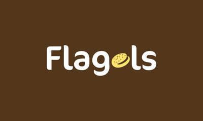 vector graphic illustration logo design for food and drink business, typography flagel, flat bagel