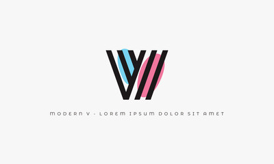 vector graphic illustration logo design for combination pictogram and monogram letter V with pastel blue and pink color