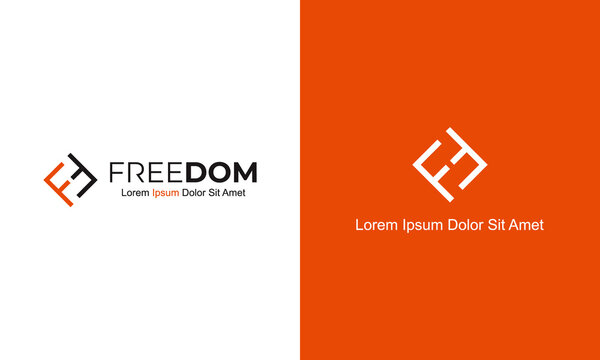 vector graphic illustration logo design for combination monogram and ambigram letter F for freedom