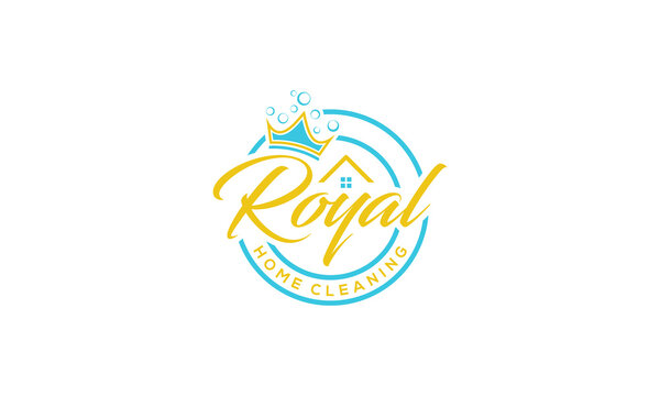 vector graphic illustration logo design for royal home cleaning with emblem, badge, stamp style