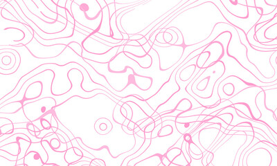 Fototapeta na wymiar Abstract line drawing pink colors pattern white background.