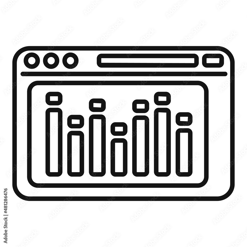 Sticker Web page report icon outline vector. Paper data