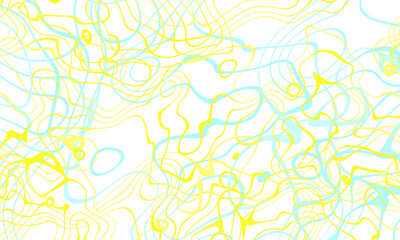 Fototapeta na wymiar Abstract line drawing blue yellow colors pattern white background.