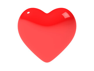 Pink red heart glossy shape isolated on white background with clipping path. Object.