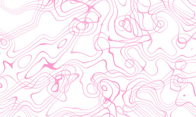 Abstract line drawing pink colors pattern white background.