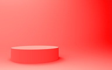 Abstract 3d pink color cylinder podium minimal studio background.