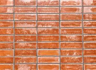 Old vintage retro style red bricks wall for abstract brick background and texture.