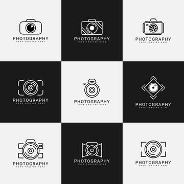 Camera Photography Icon Logo Design Template Collection, Creative Photo Photographer Craftsman Symbol Vector for Label, Sticker, Watermark, Identity