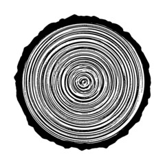 Fototapeta premium Log cut, vector illustration. Tree rings pattern, shades of gray. 