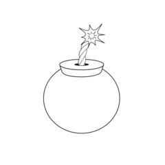 Bomb with spark icon. Dynamite weapon. Vector illustration. explosive wick fire bomb stock graphic image. boom