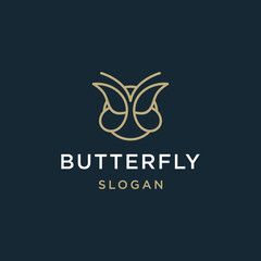 Butterfly logo line art icon vector template