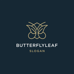 Butterfly Leaf logo line art icon vector template