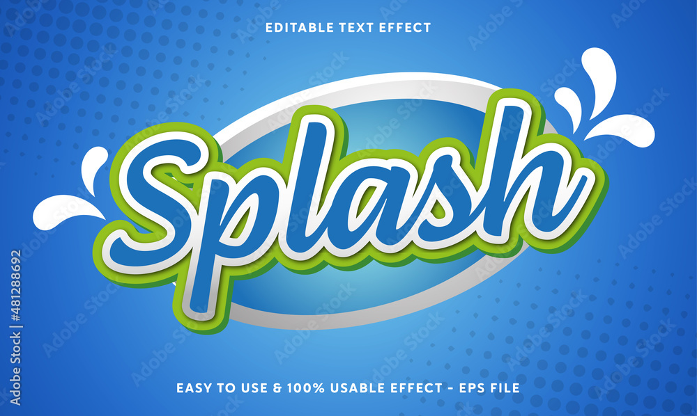 Poster editable splash vector text effect