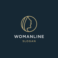Woman logo line art icon vector template