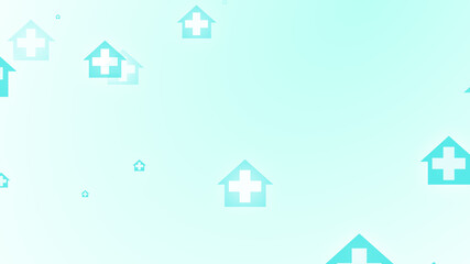 Medical health blue green cross on home pattern background. Abstract banners with prevent virus infection and healthcare stay home concept.