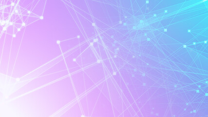 Abstract pink blue polygon tech network with connect technology background. Abstract dots and lines texture background. 3d rendering.