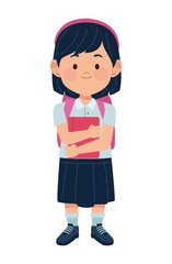 little schoolgirl with notebook