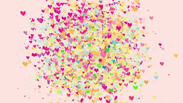 Animation of glittering Pastel many bubble heart on pastel background, background for  Valentine's day, St. Valentines Day, Mother's day, Wedding anniversary invitation e-card
