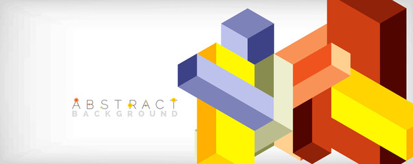 Abstract background. 3d cubes, cubic elements and blocks. Techno or business concept for wallpaper, banner, background, landing page