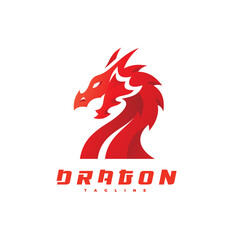 Modern dragon character logo design. Dragon vector icon with gradient color style