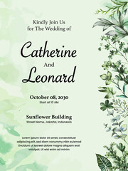 Beautiful floral wreath wedding invitation card template