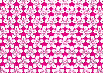 白い大和桜のシームレスパターン　白　透過背景