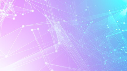 Abstract pink blue polygon tech network with connect technology background. Abstract dots and lines texture background. 3d rendering.