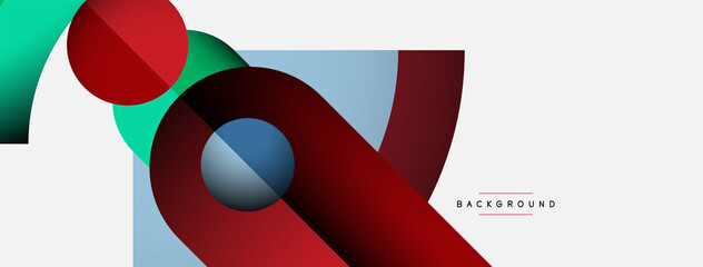 Geometric abstract background. Round shapes, circles, lines composition for wallpaper banner background or landing page