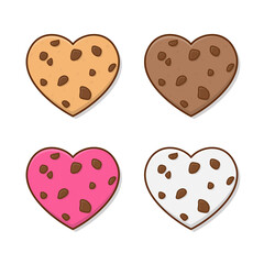 Love Cookies Vector Icon Illustration. Set Of Tasty Cookies Flat Icon