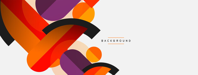 Geometric shapes composition abstract background. Circles lines and rectangles. Vector illustration for wallpaper banner background or landing page