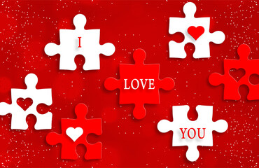 Happy valentine day invitation card with hearts for the day of love, on color background