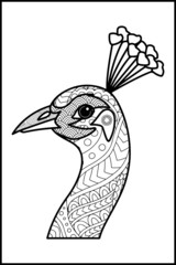 mandala for coloring page peacock design