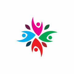 active full color community people logo design