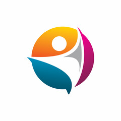 full color circle people logo design
