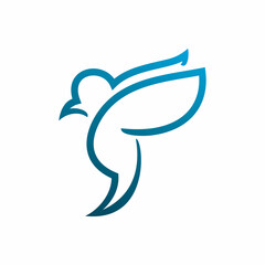 bird color line blue logo design