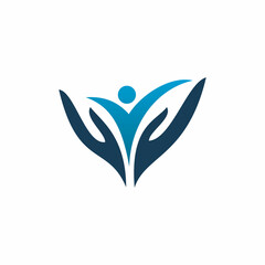 blue people hand care logo design