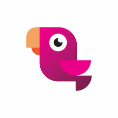 full color parrot bird logo design