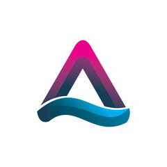 initial triangle a letter fluid wave logo design
