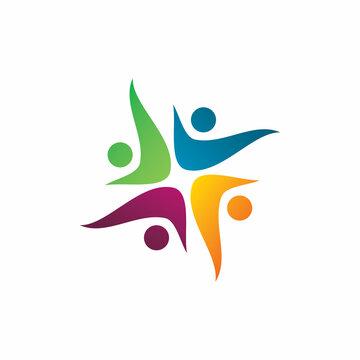 full color people community creative logo design