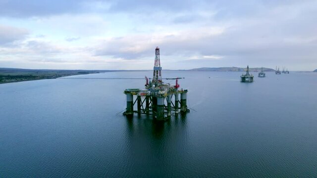 Oil and Gas Drilling Rig in Scotland Awaiting Deployment to the North Sea