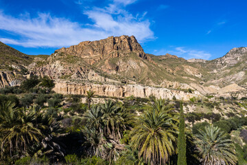 Landscape view of the mountains of Ojos in Valley of Ricote, Murcia Spain