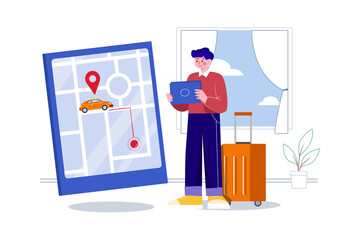 Taxi Booking Illustration concept. Flat illustration isolated on white background.