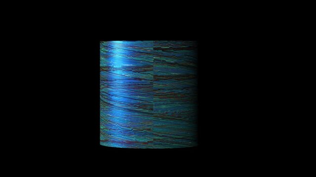 distorted cylinder shape blue paint texture 3d rendering