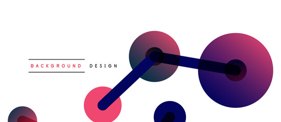 Abstract background. Round dots connected by lines. Trendy techno business template for wallpaper, banner, background or landing
