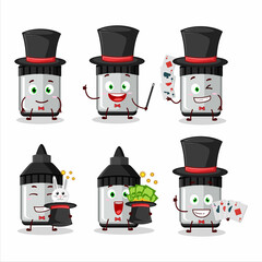 A whiteboard marker Magician cartoon character perform on a stage