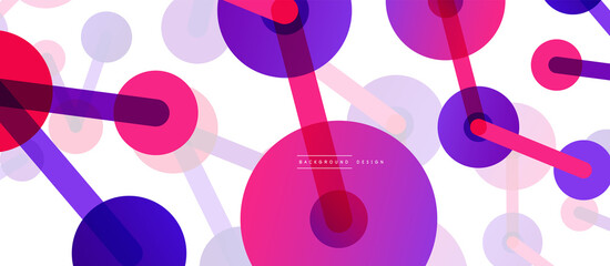 Line points connections geometric abstract background. Circles connected by lines. Trendy techno business template for wallpaper, banner, background or landing