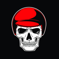 skull wearing helmet vector illustration