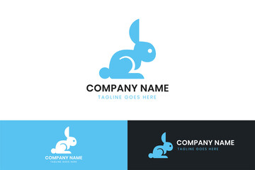 Rabbit or Bunny vector logo template and animal icon design.